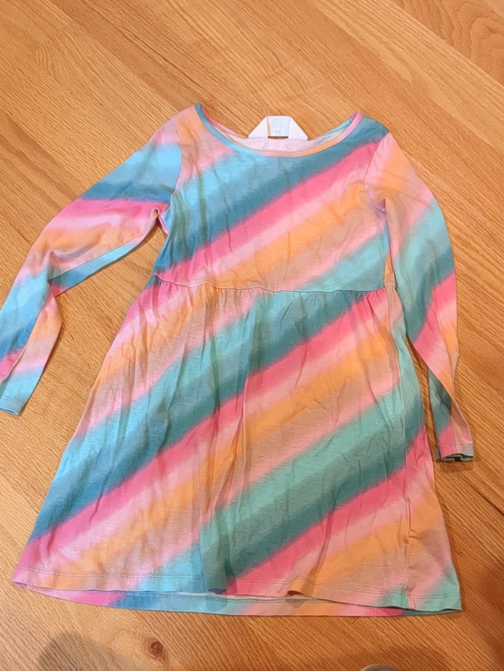 H&M Girls' Diagonal Stripe Long Sleeve Dress - Pink, Blue & Yellow